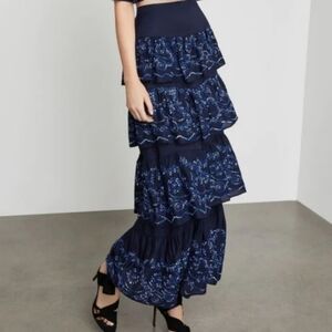 BCBGMaxazria tiered eyelet maxi skirt
